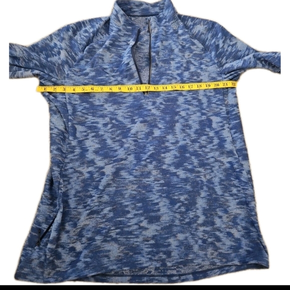 Lululemon Mens Blue Surge Warm 1/2 ZipData Rush Mini Jacquard Chambray Sweater - Picture 9 of 11